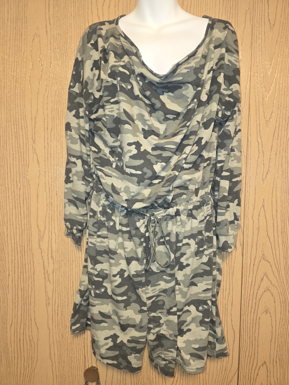 4/$25 Long Sleeve Off Shoulder Camo Romper XXL